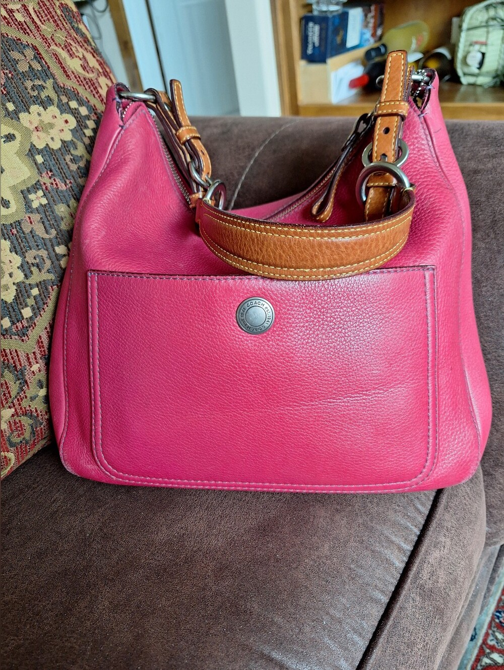 Coach Chelsea Pebbled Leather Hobo Bag – Hot Pink (Style 8E98)